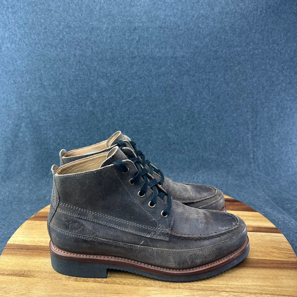 Mens Frye 3480567-DGR Dark Gray Suede Leather Field Lace Up Ankle Boots Size 8